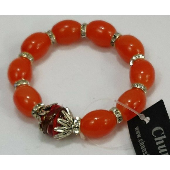 Chuns Fashion Jewelry - Chuns Fashion Bracelet Elastic Orange Silver